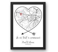 Triangle Déco Affiche couple lieu de rencontre personnalisée - Cadeau mariage