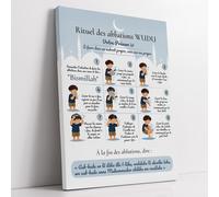 Triangle Déco Affiche prière ablutions Wudu garçon personnalisée - Cadeau Ramadan