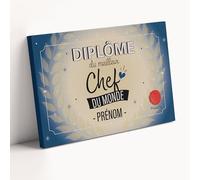 Triangle Déco Diplôme personnalisé Meilleur Chef du Monde - Cadeau personnalisé pour Patron ou Manager avec ou sans Cadre Affiche Toile Plexiglas - Idée cadeau départ retraite anniversaire Noël