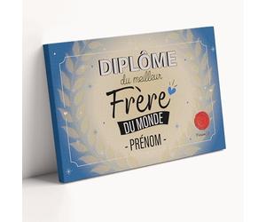 Triangle Déco Diplôme personnalisé Meilleur Frère du Monde Cadeau personnalisable homme grand ou petit frère avec ou sans Cadre Affiche Toile Plexiglas Idée cadeau anniversaire Noël Certificat prénom