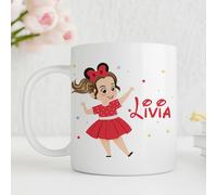Triangle Déco Mug Enfant Personnalisé Prénom et Portrait Minnie Mickey en céramique Tasse enfant petit déjeuner Fille Personnalisable Cadeau original (Minnie Fille rouge)