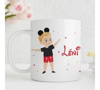 Triangle Déco Mug Enfant Personnalisé Prénom et Portrait Minnie Mickey en céramique Tasse enfant petit déjeuner Fille Personnalisable Cadeau original (Mickey Garçon)