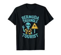 Triangle des Bermudes Touriste Alien UFO Plage Humour Design T-Shirt