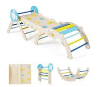Triangle d'escalade 190 x 55 x 57 cm 7 en 1 Pliable avec Jeu de Labyrinthe et Blocs Design Nautique en Bois Macaron 20_0018523