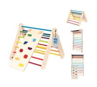 Triangle d'escalade - Échelle Suédoise 2en1 avec Rampe/Toboggan en Bois, Coloré