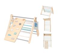 Triangle d'escalade - Échelle Suédoise 2en1 avec Rampe/Toboggan en Bois, Pastel