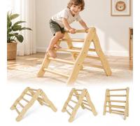 Triangle d'escalade en Bois de 3+ Ans, Parcours Motricité Enfant Montessori avec 3 Niveaux Réglables, Triangle Pliable Charge Max 50 Kg, Aire de Jeux Exterieur Enfant