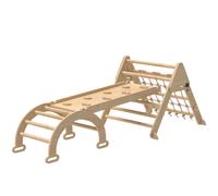 Triangle D'escalade Enfant Pliable 8 En 1 - Aire De Jeu Enfant - Bois Naturel