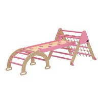 Triangle D'escalade Enfant Pliable 8 En 1 - Aire De Jeu Enfant - Bois Rose