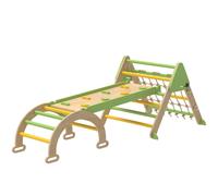 Triangle D'escalade Enfant Pliable 8 En 1 - Aire De Jeu Enfant - Bois Vert