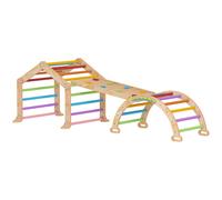 AIYAPLAY Triangle d'escalade Enfant 9 en 1 en Bois, avec Rampe réversible, Toboggan, Bascule et Structure d'escalade, Charge Max. 50 kg, pour bébé 18-48 Mois, Multicolore