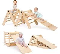 Triangle d'escalade Gym, design pliable, adapté aux 1-7 ans, couleur bois originale