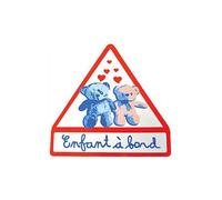 TRIANGLE ELECTROSTATIQUE ENFANT A BORD OURSON CSK C4 AUTO VOITURE CAR CARAVANE DISQUE SECURITE ROUTIERE PRO NEUF NEW STICKER BEBE