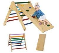 AIYAPLAY 3 en 1 Triangle Escalade Enfants, Rampe Double-Face pour Grimper & Glisser - Parcours motricité bébé en Bois, Aire de Jeux Enfant intérieur pour 18 à 48 Mois, Charge Max. 50 kg, Multicolore