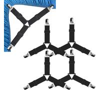 Triangle Fitted Sheet Fastener,Elastic Mattress Tensioner,Adjustable Elastic Triangle Support Straps,Adjustable Triangular Fixing Straps 4 Pieces,Black