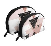 Triangle Géométrique en Marbre Or Rose, Trousse de Maquillage Coquille Femme Petit Porte-Monnaie Trousse de Toilette Trousse à cosmétiques 2 pièces