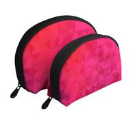Triangle Géométrique Fuchsia, Trousse de Maquillage Coquille Femme Petit Porte-Monnaie Trousse de Toilette Trousse à cosmétiques 2 pièces