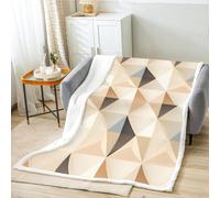 Triangle Géométrique Plaid Couverture Polaire en Sherpa 70x100 cm Abstrait | Moderne Grille Minimaliste Aztèque Couverture lit 1 Personne, Épaisse et Chaude Double Face, Décoratif Jeté de Canapé