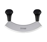 triangle Hache-Herbes Mezzaluna Inox 23 cm - Solingen | Lame courbe à tranchant unique, poignées ergonomiques noires - idéal pour herbes, ail, oignons et pizza