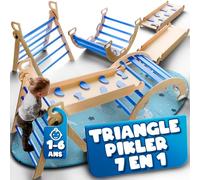 Triangle motricite 7 en 1 Escalade Bebe - Arche Montessori Bebe, Rampe d'escalade Montessori et Triangle Escalade- Parcours de Motricité - Supporte 80KG Bois de hêtre.