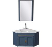 Triangle Salle De Bain Miroir Armoire en Aluminium Combinaison Murale Encastré Lavabo en Céramique Ensemble Armoires De Salle De Salle De Salle De Bain, White, Sink