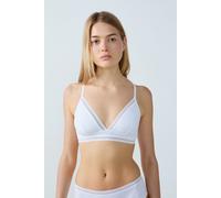 Triangle sans armatures, pads amovibles en coton biologique - Happily - 85A - Blanc - Femme - Etam
