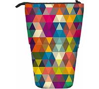 Triangle Télescopique Crayon Papeterie Case Stylos Boîte De Rangement avec Fermeture Éclair pour Femmes Hommes Garçons Filles Géométrique Coloré Design Art Répéter Moderne Régulier Arc-en-Cie