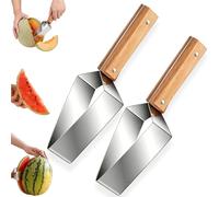 Triangle Watermelon Cutter avec Poignée Ergonomique en Bois - Coupe-pastèque en Triangle pour Préparation de Plateaux de Fruits et Pique-niques, Trancheur de Melon en Acier 304(2pcs)