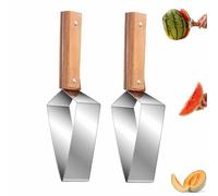 Triangle Watermelon Cutter,Stainless Steel Watermelon Slicer with Wooden Handle,Melon Divider Tool for Watermelon, Cantaloupe and Honeydew,Fruit Cutter Slicer for Home Kitchen Camping Picnic (2pcs)