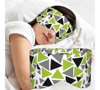 Triangles aléatoires vert citron gris noir sur fond blanc, Masque de sommeil pour la maison, les voyages et le travail posté, couvrant entièrement les yeux et bloquant la lumière