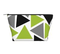 Triangles Aléatoires Vert Lime Gris Noir sur Blanc, Trousse de Toilette Trousse de Maquillage Sac à cosmétiques Trousse de Toilette de Voyage Portable