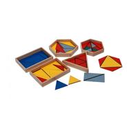 Triangles Constructeurs Montessori - Lot de 5 Boîtes en Bois - Développement de la Pensée Logique, Sensorielle et Géométrique - Dès 4 Ans (A300-3/A093)