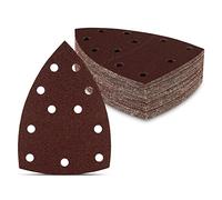 Triangles de ponçage FD-Workstuff Prio │100 pièces │ 11 trous │ 105 x 152 mm │ 40 │ pour ponceuse multi │ feuilles abrasives │ patins de ponçage triangulaires │ papier de verre
