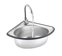 Triangu Évier de cuisine d'angle mural en acier inoxydable Design 34 x 34 cm Profondeur 13/15 cm Idéal pour les petits et une utilisation efficace