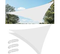 Triangulaire Toile Ombrage Imperméable Bache Ombrages Voile-D'ombrage Filet Ombrages Protection Solaire Polyester pour Jardins Balcons Terrasses avec Anneau D et Cordon 3.6x3.6x5.1M Blanc