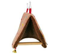 Triangular Bird Hammock | Peluche + Coton + Bois 50g 18x18x15cm | Perch Swing With Hook, Rest Station | For Parakeets Cockatiels Lovebirds, Cage Accessories