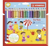 STABILO Crayons de couleur Trio Dick triangulaires épais lot de 24 multicolores
