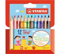 Triangular Colouring Pencil - STABILO Trio thick short - Pack of 12 - Assorted C