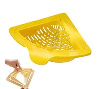 Triangular Drain Basket, No-Drill Kitchen Sink Basket, Magnetic Twist-Open Sink Corner Organizer for Small Kitchen, Apartment, Rental (Yellow)