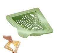 Triangular Drain Basket, No-Drill Kitchen Sink Basket, Magnetic Twist-Open Sink Corner Organizer for Small Kitchen, Apartment, Rental (Green)