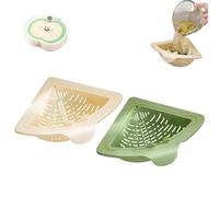 Triangular Drain Basket, Triangular Magnetic Drain Basket, Foldable Hanging Drainage Filter with Twist-Open Bottom for Food Waste Catcher (Beige+Green)