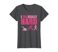 Triathlon Nageur Biker Runner Design pour Triathlète Athlète T-Shirt, Femme, Chiné Foncé, S