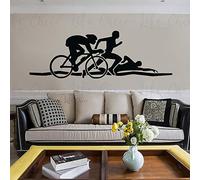 Triathlon Stickers muraux vélo Natation Course à Pied Sport Vinyle Stickers muraux santé Fitness Murale athlètes Maison intérieur Stickers muraux