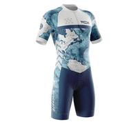 Triathlon Tri Costume,Homme Pro Trifonction Manches Courtes Sports de Plein Air Vêtements de Triathlon,Trisuit léger sans Manches pour Duathlon, Natation, Cyclisme, Course à Pied (Typ-11,M)