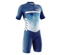 Triathlon Tri Costume,Homme Pro Trifonction Manches Courtes Sports de Plein Air Vêtements de Triathlon,Trisuit léger sans Manches pour Duathlon, Natation, Cyclisme, Course à Pied (Typ-8,M)