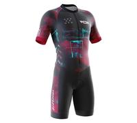 Triathlon Tri Costume,Homme Pro Trifonction Manches Courtes Sports de Plein Air Vêtements de Triathlon,Trisuit léger sans Manches pour Duathlon, Natation, Cyclisme, Course à Pied (Typ-7,XL)
