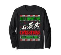 Triathlon Ugly Christmas Sweater for Triathlon Xmas Manche Longue