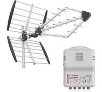 TRIAX PACK VIPER Antenne TNT Rateau TV Prémontée + Amplificateur d'intérieur 4 Sorties