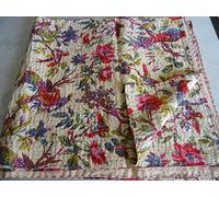 Tribal Asian Textiles Kantha Edredon/couverture/couvre-lit/ Fait-main Motif oiseaux Style bohémien Taille grand lit 230 x 270 cm 026