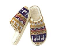 Tribal Ethnic Alpaga Llama Chaussons en mousse à mémoire de forme pour femme